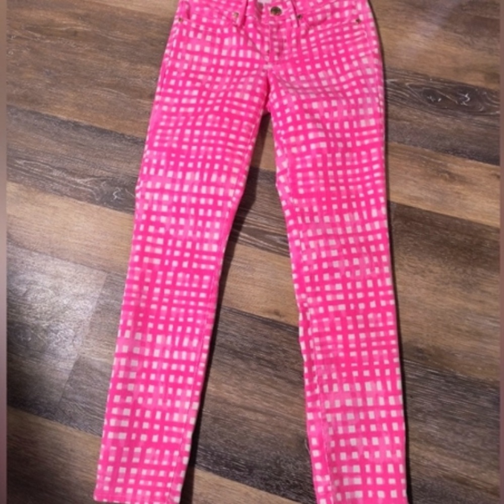 Lilly Pulitzer Pink Gingham Skinny Pants Size 0